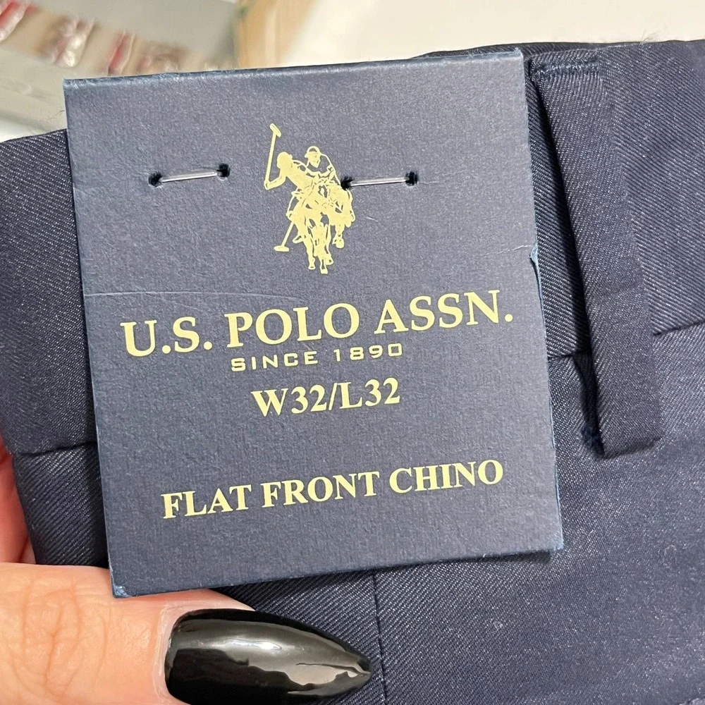 U.S. Polo Assn. Activate Stretch Pants Mens 32x28 Flat Front Chino Casual Office